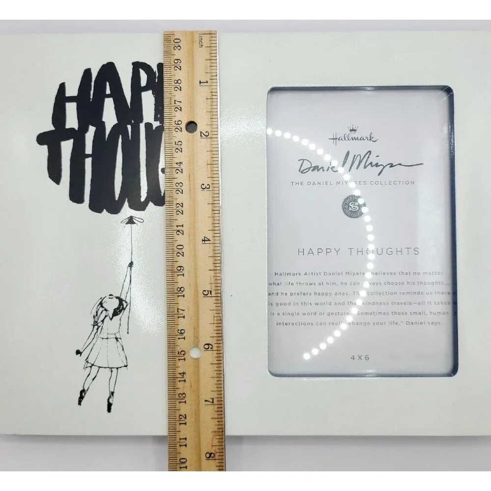 Hallmark Picture Frame Daniel Miyares Happy Thoughts 4x6 photo White & Blue